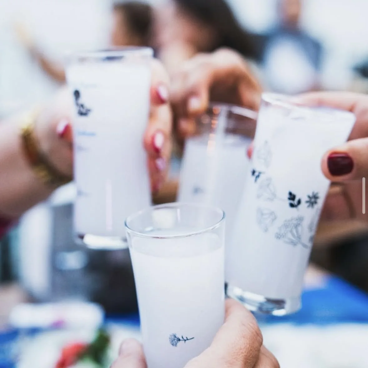Masada rakı kadehleri tokuşturuluyor